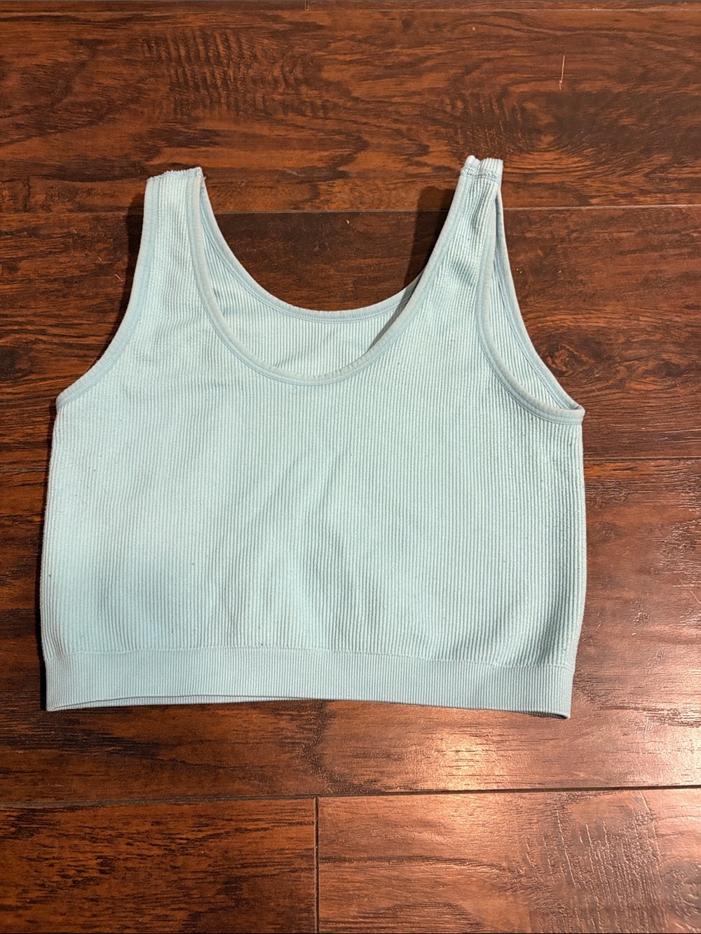Light Blue Ribbed Tank Top Crop - Women